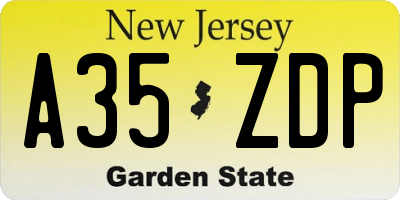 NJ license plate A35ZDP