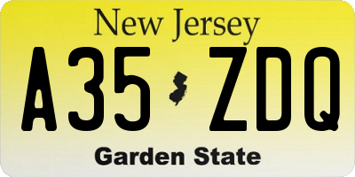 NJ license plate A35ZDQ