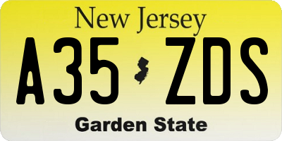 NJ license plate A35ZDS
