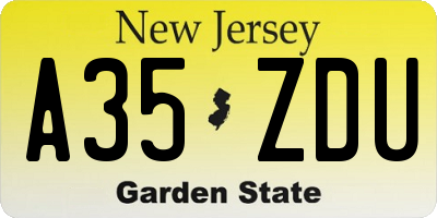 NJ license plate A35ZDU