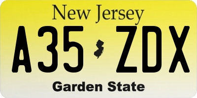 NJ license plate A35ZDX