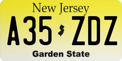 NJ license plate A35ZDZ