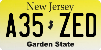 NJ license plate A35ZED