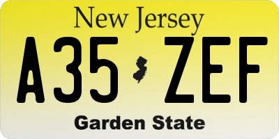 NJ license plate A35ZEF