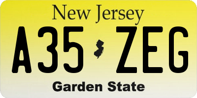 NJ license plate A35ZEG