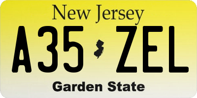 NJ license plate A35ZEL