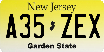 NJ license plate A35ZEX