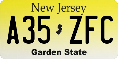 NJ license plate A35ZFC