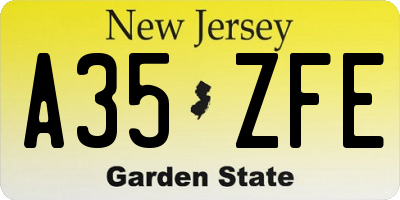 NJ license plate A35ZFE