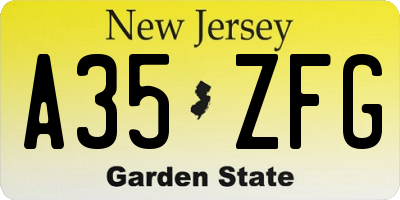 NJ license plate A35ZFG