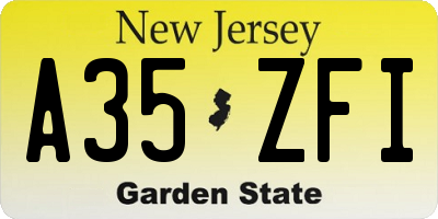 NJ license plate A35ZFI