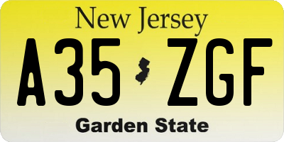 NJ license plate A35ZGF