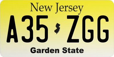 NJ license plate A35ZGG