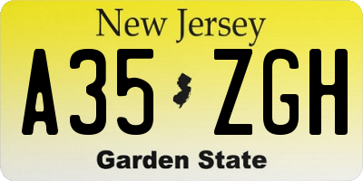 NJ license plate A35ZGH