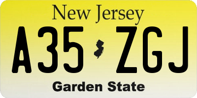 NJ license plate A35ZGJ