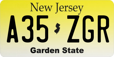 NJ license plate A35ZGR