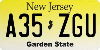 NJ license plate A35ZGU