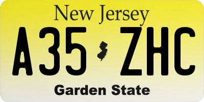 NJ license plate A35ZHC