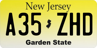 NJ license plate A35ZHD