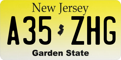 NJ license plate A35ZHG