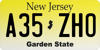 NJ license plate A35ZHO