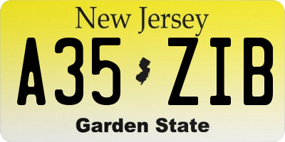NJ license plate A35ZIB