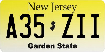 NJ license plate A35ZII