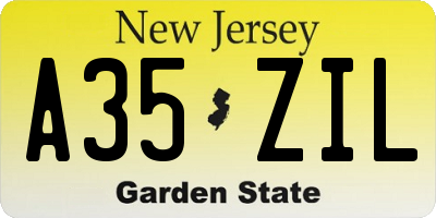 NJ license plate A35ZIL
