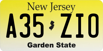 NJ license plate A35ZIO