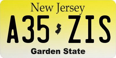 NJ license plate A35ZIS