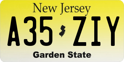 NJ license plate A35ZIY
