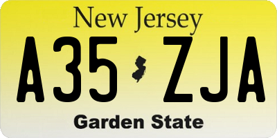 NJ license plate A35ZJA