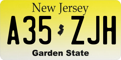 NJ license plate A35ZJH