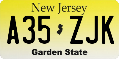 NJ license plate A35ZJK
