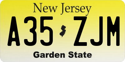 NJ license plate A35ZJM