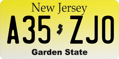 NJ license plate A35ZJO