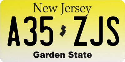 NJ license plate A35ZJS