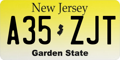 NJ license plate A35ZJT