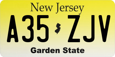 NJ license plate A35ZJV