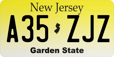 NJ license plate A35ZJZ