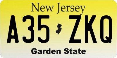 NJ license plate A35ZKQ