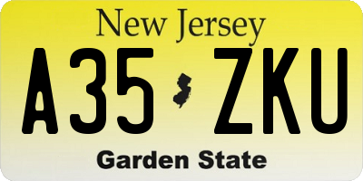NJ license plate A35ZKU