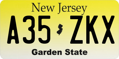 NJ license plate A35ZKX