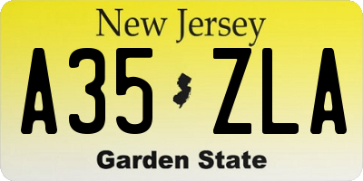 NJ license plate A35ZLA
