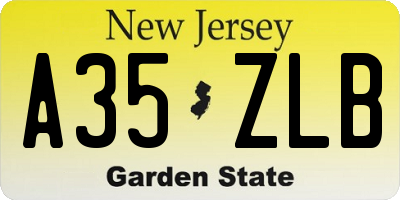 NJ license plate A35ZLB