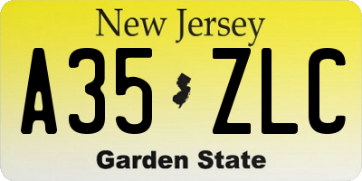 NJ license plate A35ZLC