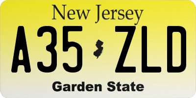 NJ license plate A35ZLD