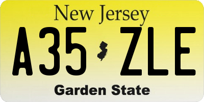 NJ license plate A35ZLE