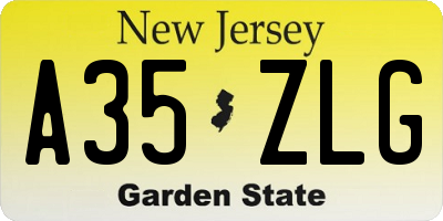 NJ license plate A35ZLG