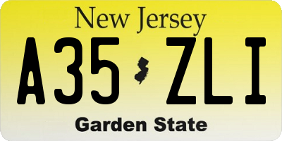 NJ license plate A35ZLI